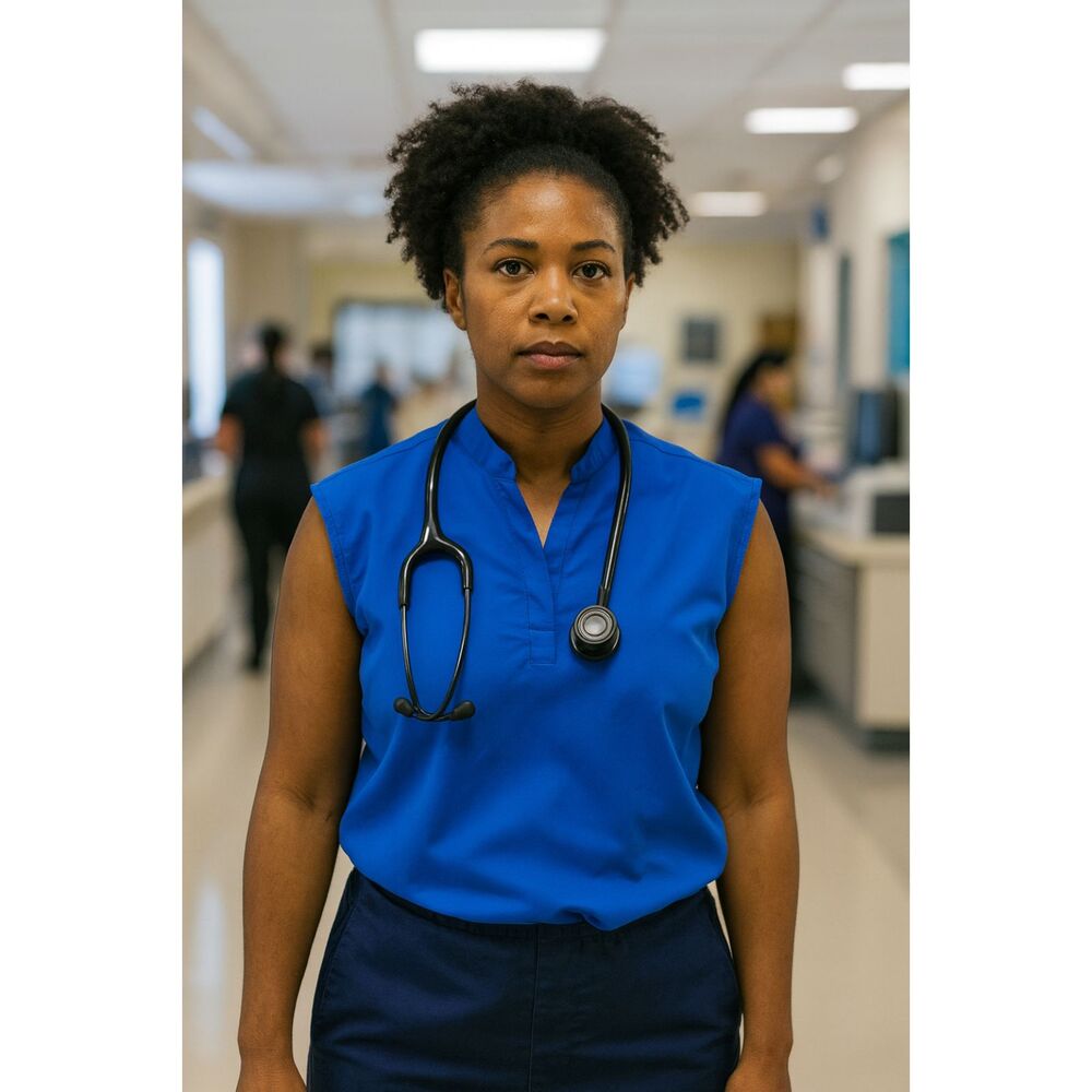 FIGS Technical Collection Blue Sleeveless Scrubs Top Shirt Women's Size Large
